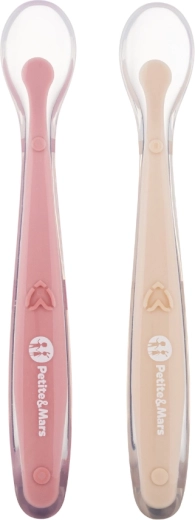 Petite&Mars silikoneskeer med etui, sæt med 2 stk., Take&Match Sand/Rose 6 mdr.+