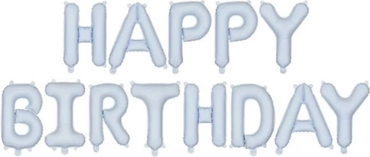 Folieballon Happy Birthday mat blå 340 × 35 cm