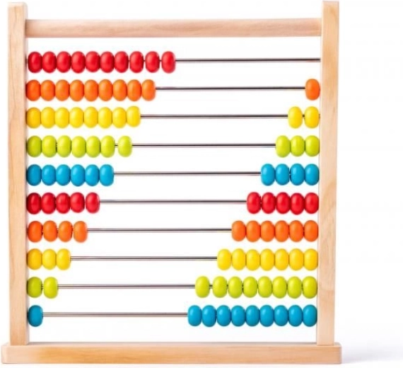 Træ-abacus med farverige perler