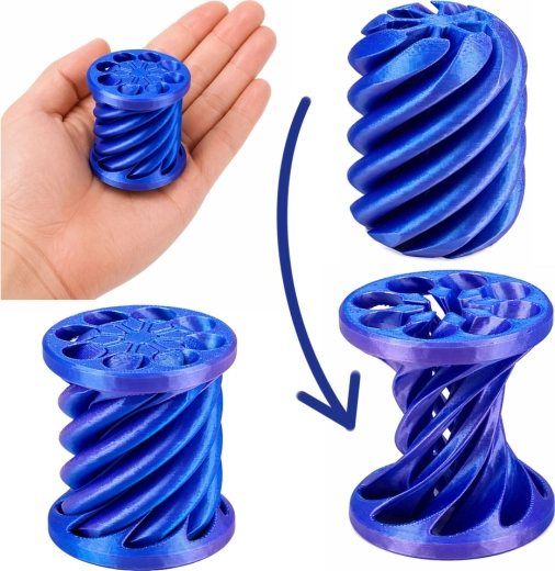 Spiralformet 3D-konstruktion til jævn rotation