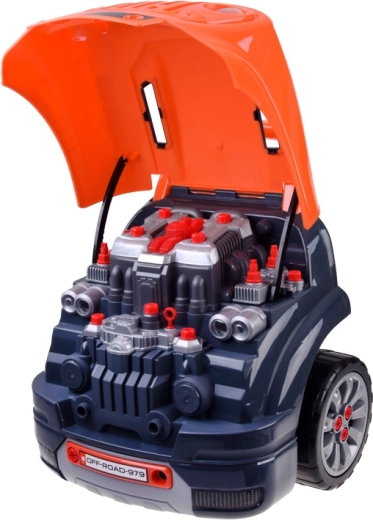 Åbnbar motorhjelm og aftagelig motor