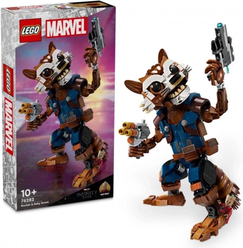 Lego Marvel Rocket og Baby Groot – bevægelig figur 22 cm