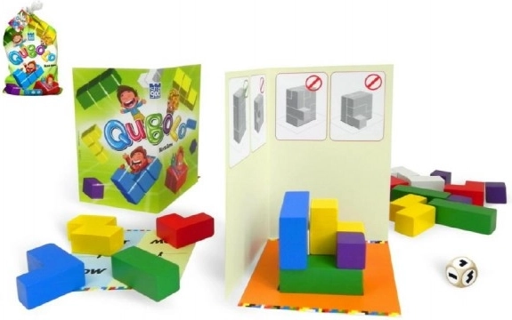 Qubolo selskabsspil med træklodser i stofpose