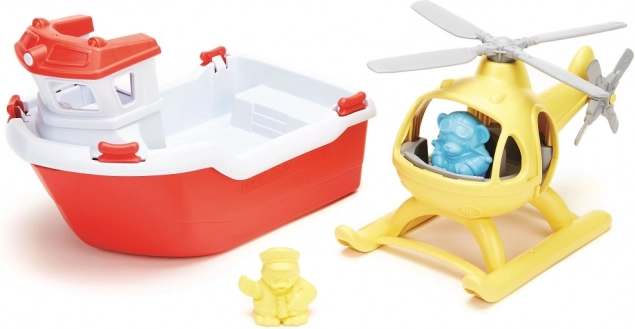 Green Toys redningsbåd med helikopter 2 i 1