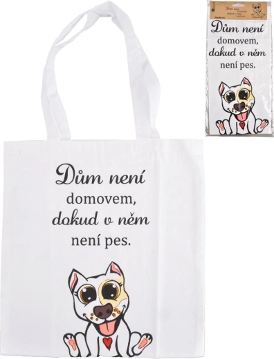 Bomuldstaske DOG HOME hvid 36 × 40 cm
