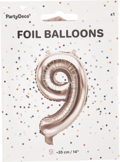 Folieballon tal 9 perlemorsrosa 35 cm