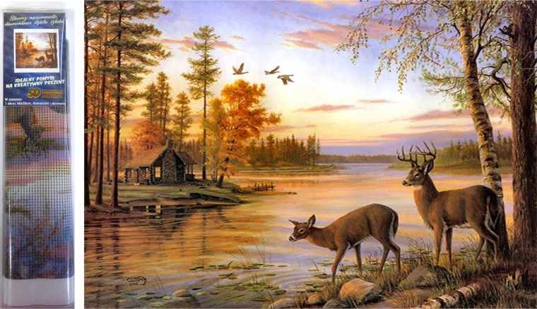 Norimpex diamantmaling Hjorte ved søen 30 × 40 cm