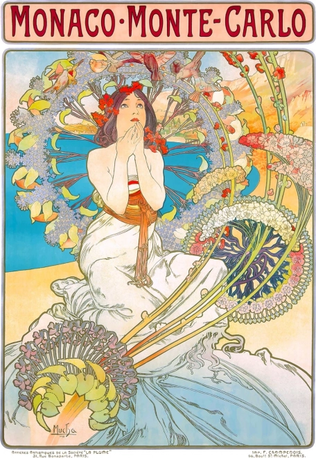 Puslespil Monaco Monte Carlo af Alphonse Mucha, 1000 brikker