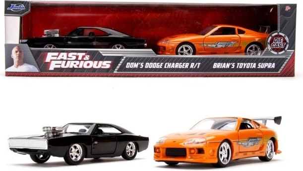 metallegerings bilmodeller Fast & Furious twin pack Toyota Supra og Dodge Charger 1:32