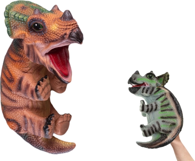 Hånddukke dinosaur – unge 42 cm, 2 farver