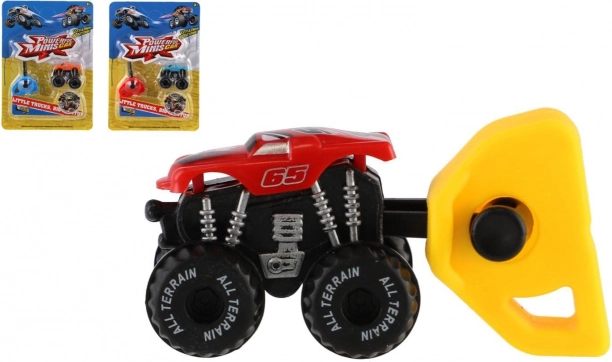 Mini affyringsbil monstertruck, plast, 4 cm, 3 farver