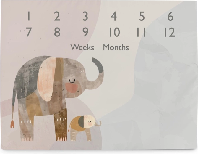 Ceba Baby milepælsmåtte til fotografering Basic Elephant Family 92 × 72 cm
