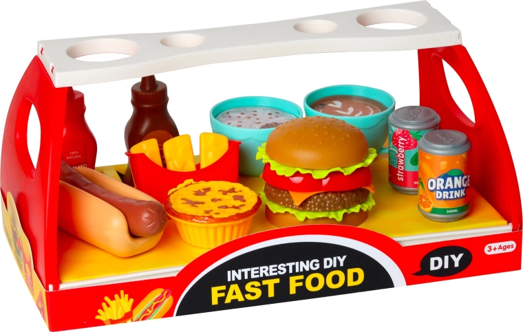 Fastfood-sæt til børn – hamburger og hotdog med tilbehør