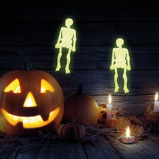 Sæt med fosforescerende skeletter – Halloweenpynt, 10 stk.