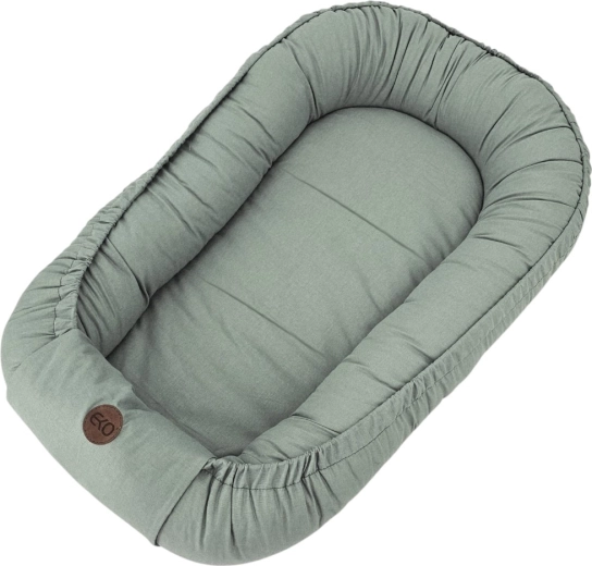 EKO-bomuldsh babynest i mørk beige, 85 × 50 cm – Olivengrøn