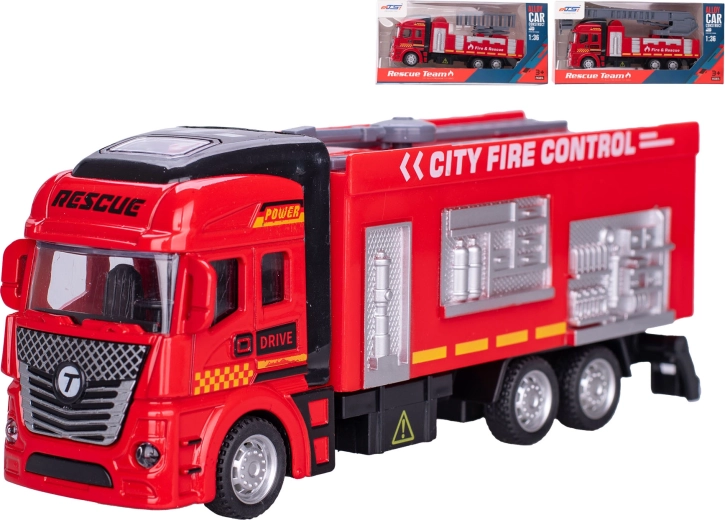 Metal brandbil 1:36 med pullback, 19,5 cm