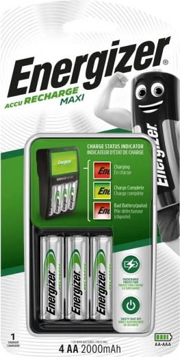 ENERGIZER Maxi oplader med AA-akkumulatorer 2000 mAh (4 stk)