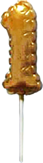 Kagelys tal 1 guld med spyd 6 cm