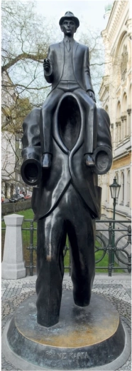 Motiv af Franz Kafka-monumentet i panorama