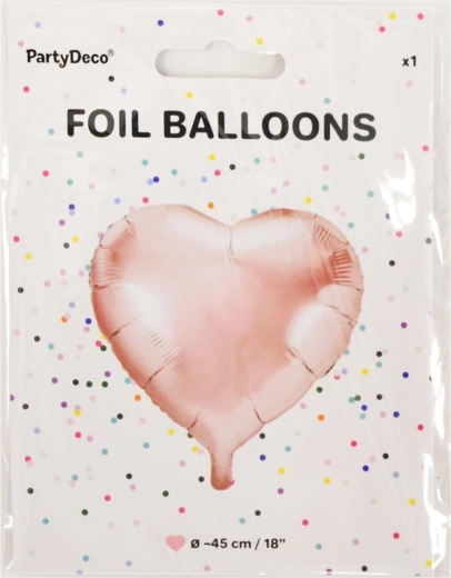 Folieballon hjerte rosaguld 45 cm