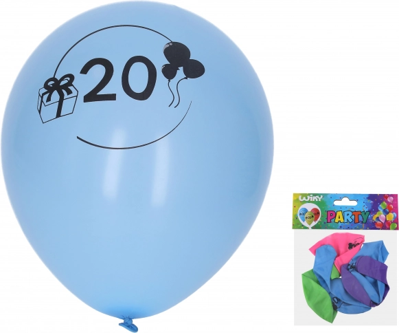 Oppustelige balloner 30 cm med tallet 20 – sæt med 5 stk.