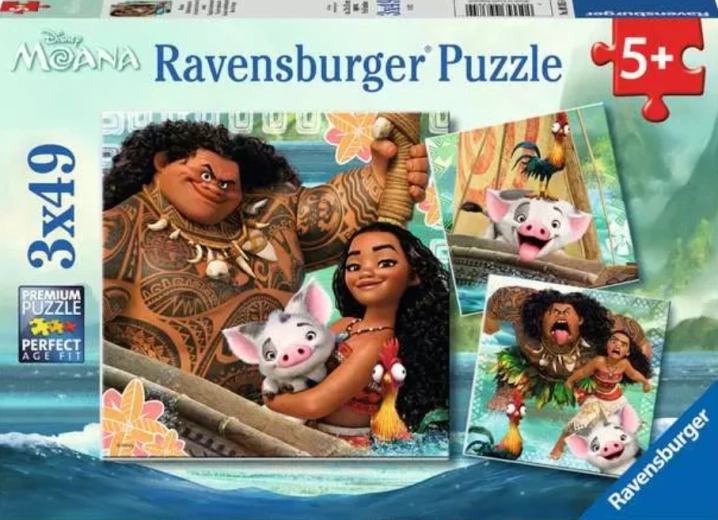 Ravensburger puslespil Vaiana: Født til at rejse 3×49 brikker