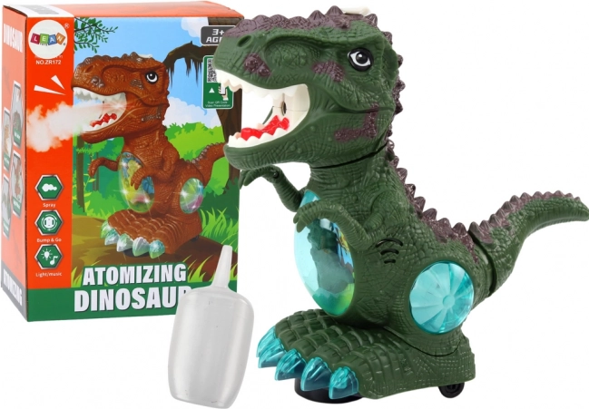Grøn dansende dinosaur med forhindringssensor og lyseffekter