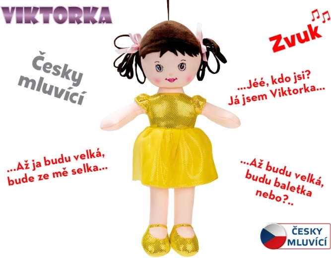 Talende og syngende stofdukke Viktorka 32 cm