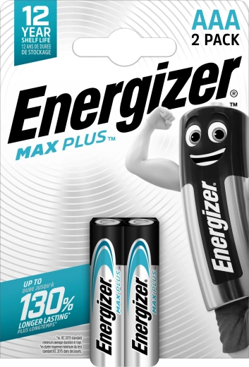 Energizer Max Plus AAA-alkaliske batterier, 2 stk.