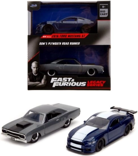 Tvillingpakke Modelbiler Ford Mustang GT350 og Plymouth Road Runner fra Fast & Furious