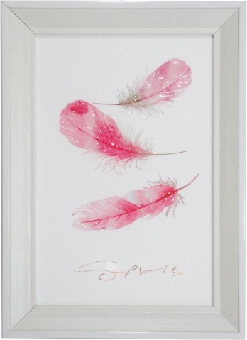 Billede med farvede fjer 20 × 30 cm