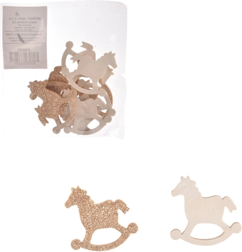 Træhest hvid/brun 4 cm (8 stk.)
