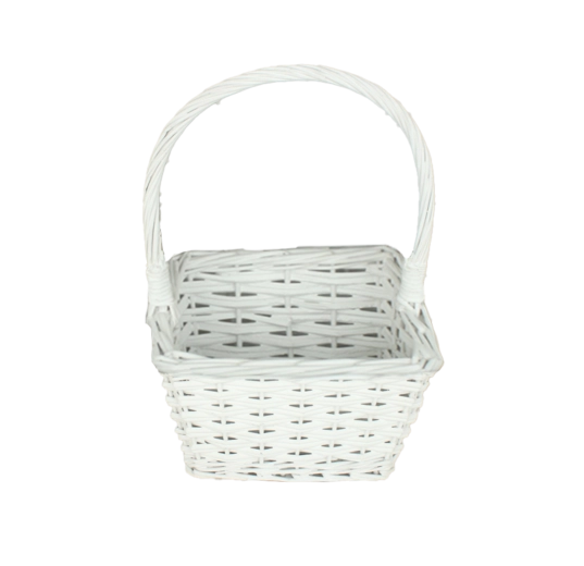 Hvid flettet kurv med hank 24 × 24 × 14/35 cm