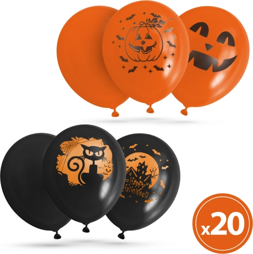Sæt med halloweenballoner, 20 stk.