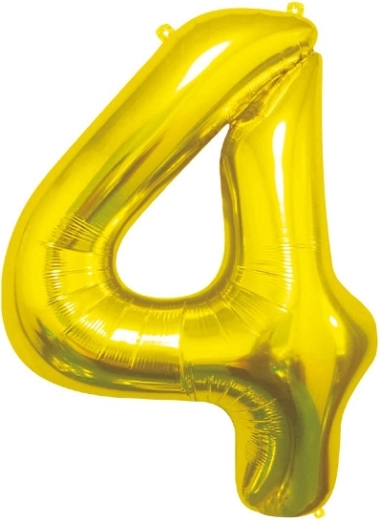 Folieballon tal 4 guld 85 cm