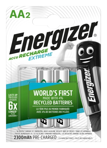 Energizer Extreme AA genopladelige batterier 2300 mAh, 2 stk.