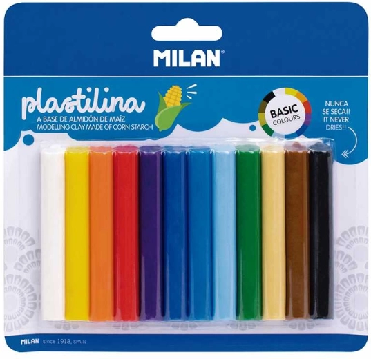 Plastelina basic – sæt med 12 farver