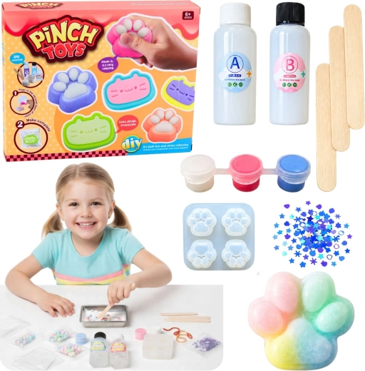 Kreativt DIY-sæt til fremstilling af antistress-squishy – kattepote (44 dele)