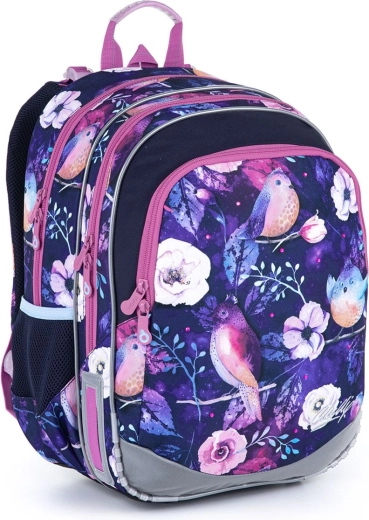 Topgal Elly skoletaske med fuglemotiv