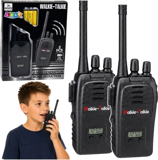 Børne walkie-talkies med USB-opladning, støjreduktion og rækkevidde på 200 m (2 stk.)