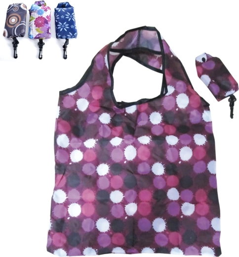 Sammenfoldelig EKO indkøbspose i polyester, lille (mix af motiver)