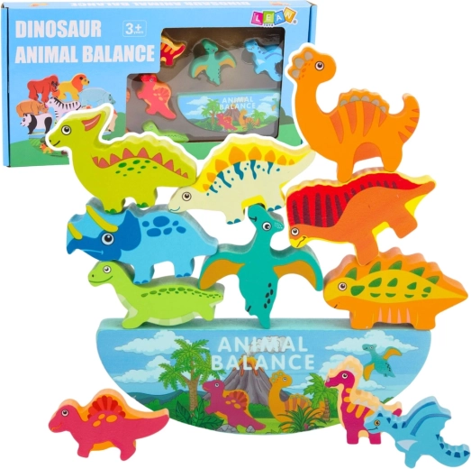 Træ-balanceleg dinosaurer Montessori 12 dele
