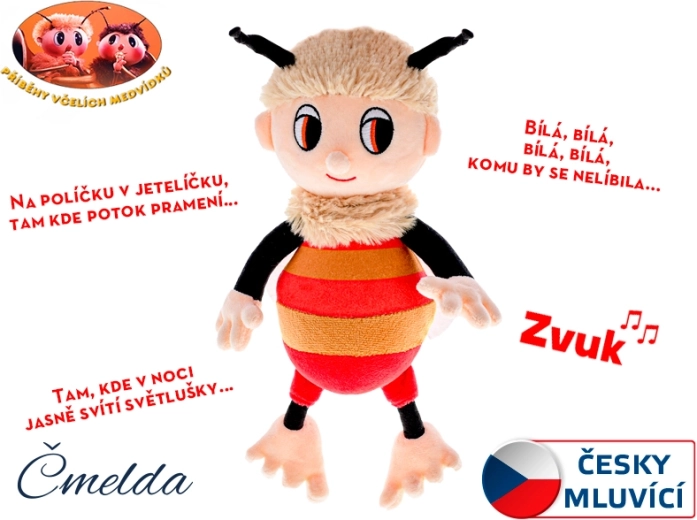 Čmelda plysbamse talende 29 cm – Historier om bi-bjørnene