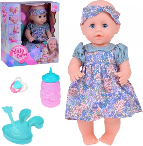 Gummidukke baby med tilbehør, drikker og tisser, lukker øjnene