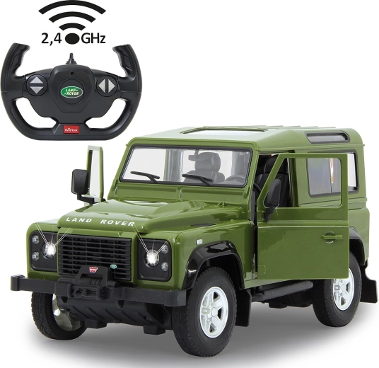 Jamara Land Rover Defender RC-bil 1:14 grøn 2,4 GHz med LED og døre, der kan åbnes