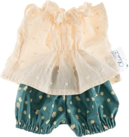 Sæt tøj til dukke 38 cm – cremefarvede prikker