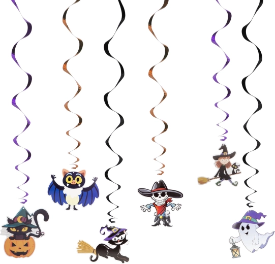 Halloween-py pynt med spiralophæng – 6 motiver