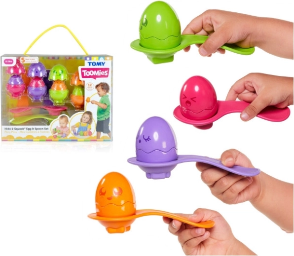 Tomy Toomies æg med skeer Hide & Squeak