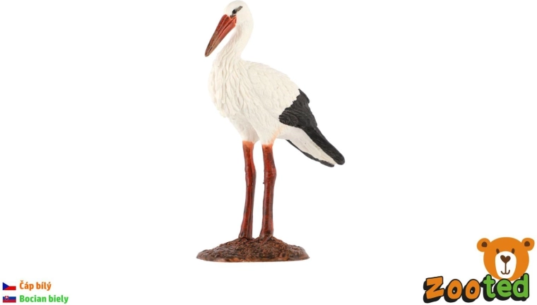Figur af hvid stork, 9 cm
