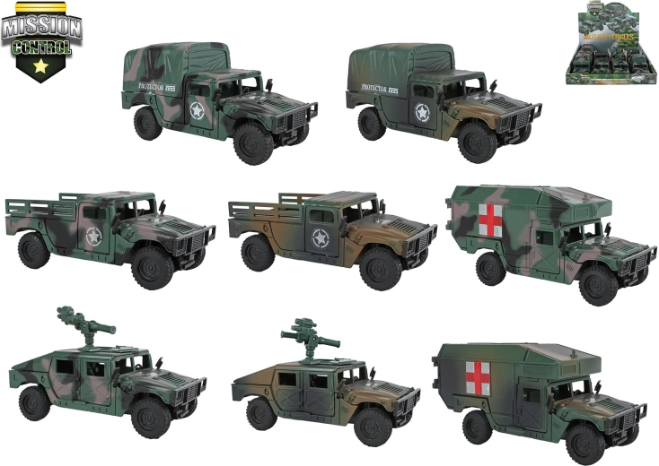 Terræn militærkøretøj Mission Control med friktionsmotor 13–15 cm (8 stk)